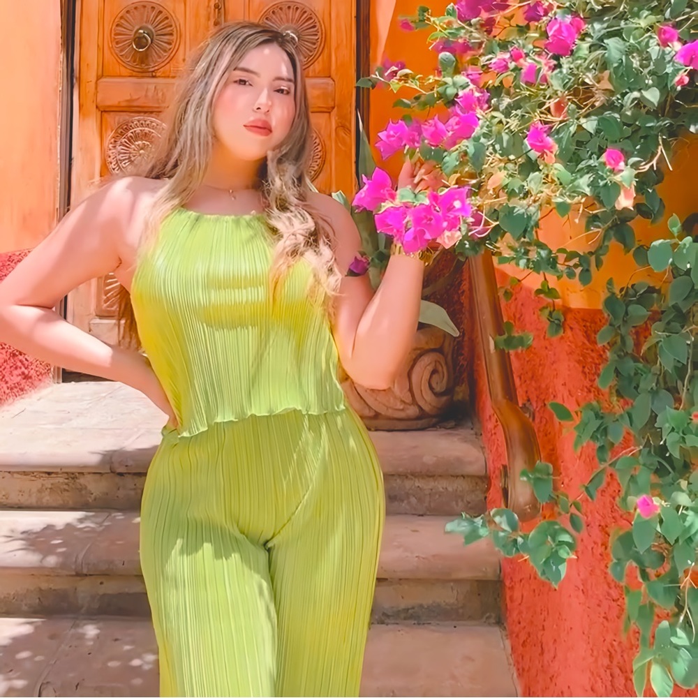 Two piece lime green beautiful comfortable set
